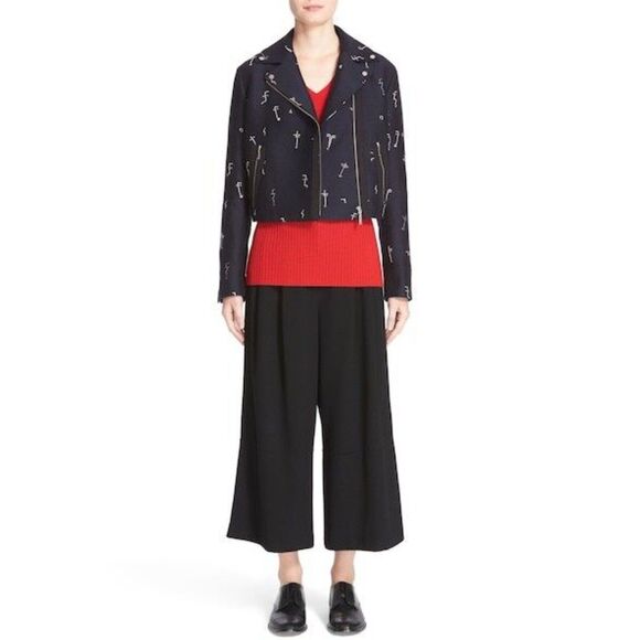 GREY JASON WU Embroidered Face Cropped Blazer Jacket NWT Sz4 - Picture 2 of 7